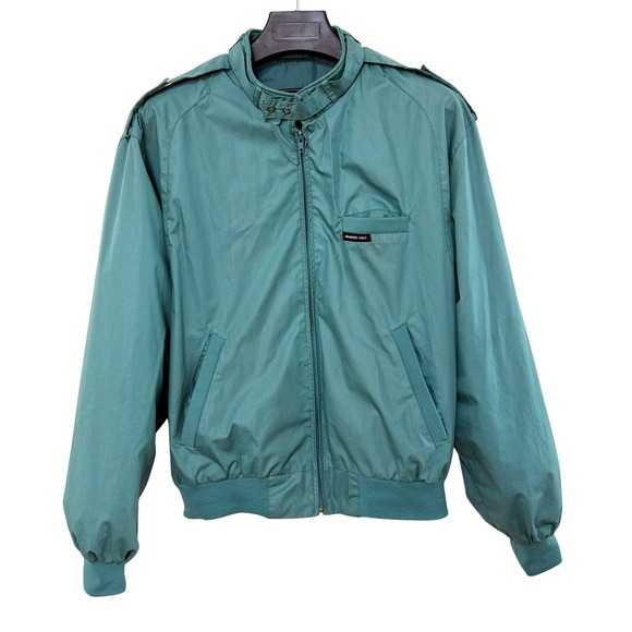 Members Only Other - Vintage Members Only Cafe Bomber Racer Jacket 42 Blue Green Full Zip 80's